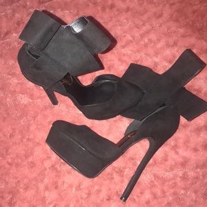 Black Suede Heeled Sandals
